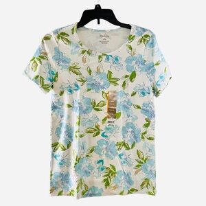 White Stag Blue Floral all Over Print Scoopneck T-Shirt